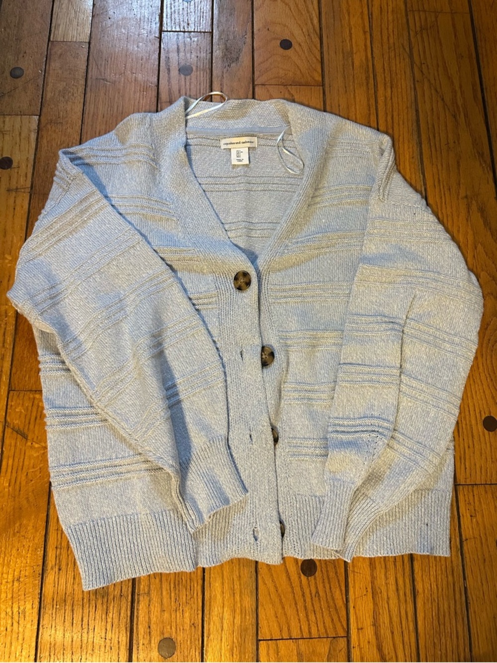 cupcakes & cashmere Light Blue Shawl-Collar Button Cardigan